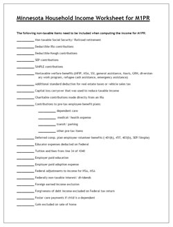 MN Household Income Worksheet for M1PR