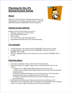 Planning for the .9% Earned Income Surtax