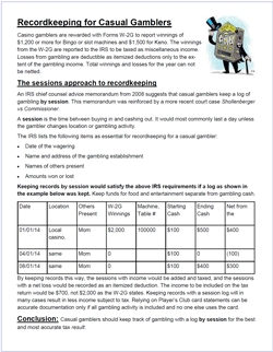 Recordkeeping for Casual Gamblers