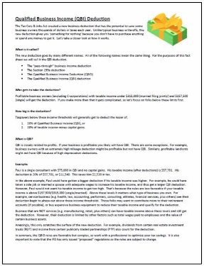 Qualified Business Income (QBI) Deduction